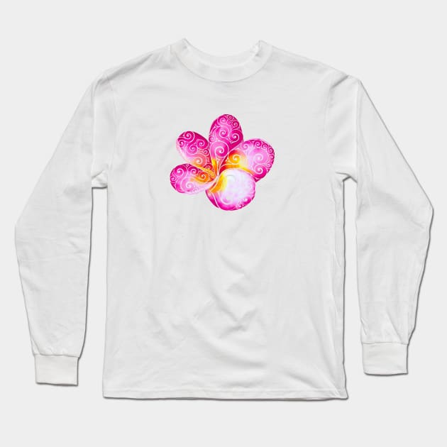 Swirly Plumeria Long Sleeve T-Shirt by VectorInk